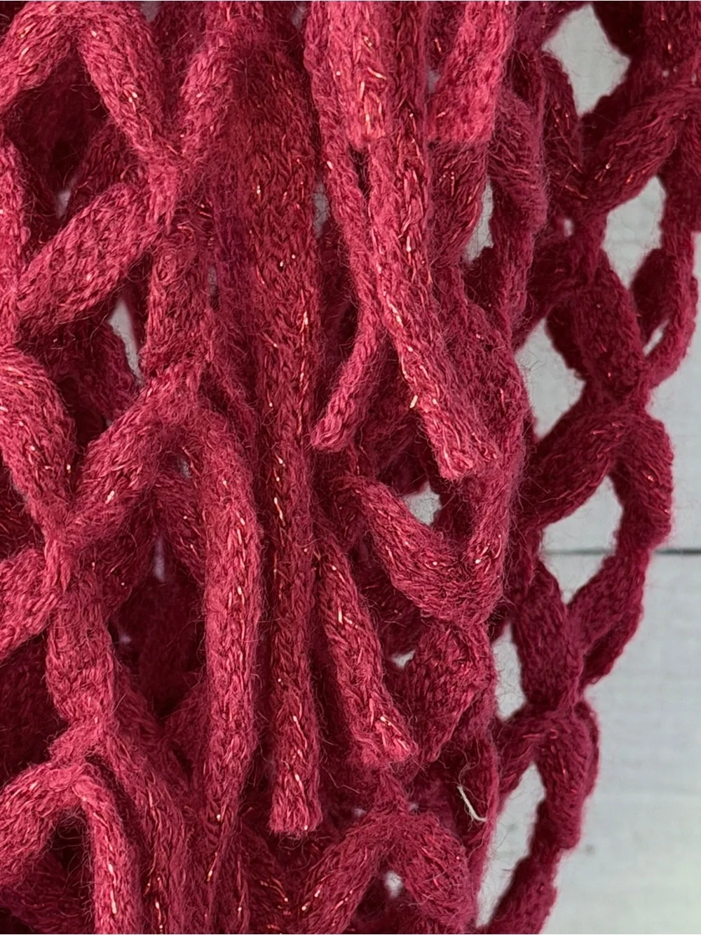 Cozy Open Knit Infinity Scarf in Raspberry